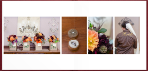 Fall wedding bouquets with ring in middle of collage