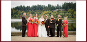 bridal party photo at Capitol Lake